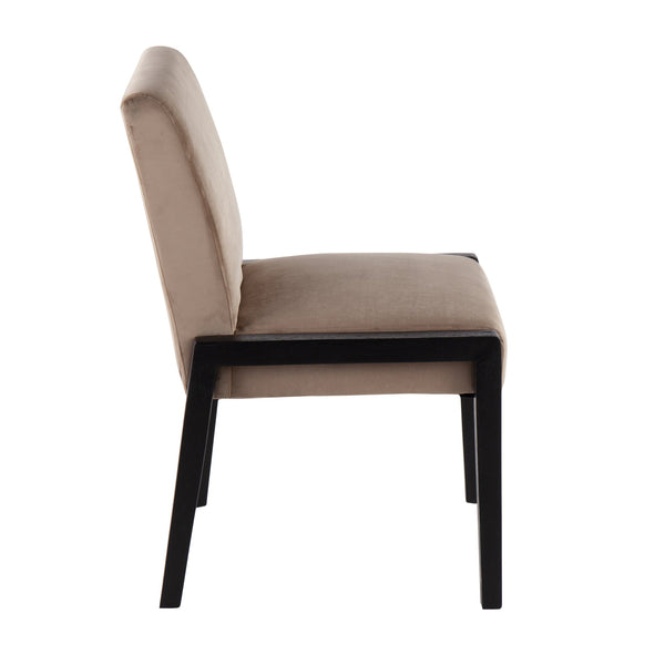 English Elm Carmen Contemporary Chair Set Of 2 - Plush Light Brown Velvet & Black Wood For Modern Elegance B202S01314