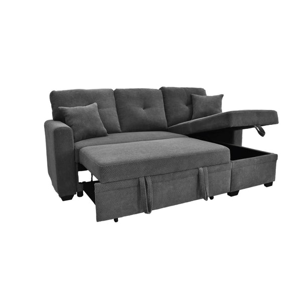 English Elm Sleeper Sectional Sofa with Storage Chaise Tufted Polyester Upholstery Small Space W5568S00038