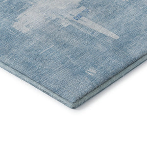 HomeRoots 8' Sky Blue and Ivory Abstract Round Rug - Washable, UV-Protected, Durable for Families & Pets 652704