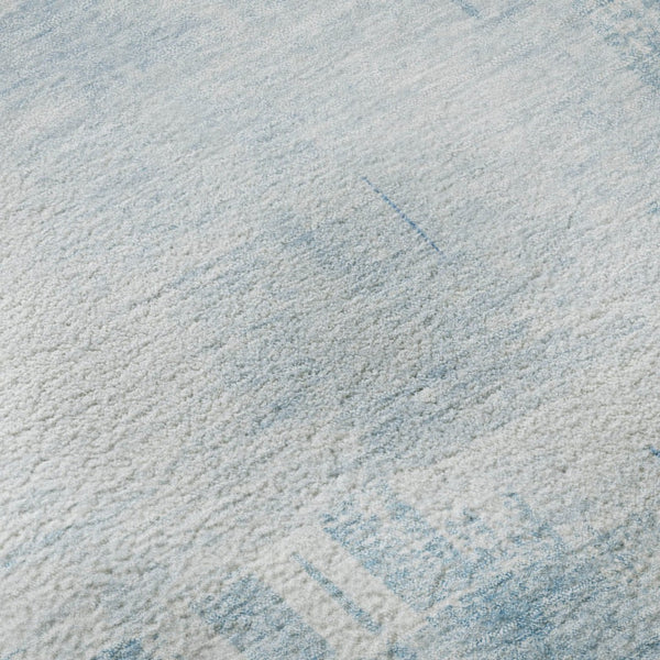 HomeRoots 8' Sky Blue and Ivory Abstract Round Rug - Washable, UV-Protected, Durable for Families & Pets 652704