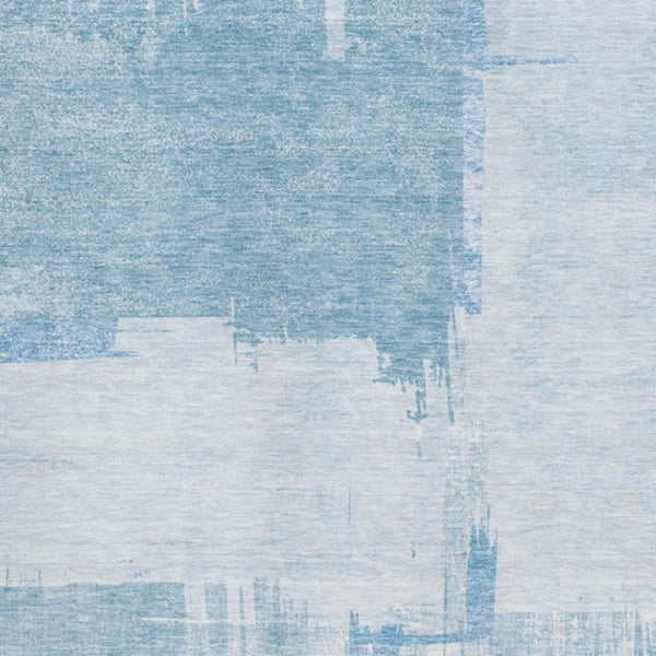 HomeRoots 9' X 12' Sky Blue and Ivory Abstract Area Rug - Washable, UV Protected, Soft & Stylish for Any Room 652706