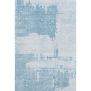 HomeRoots 10' Sky Blue & Ivory Abstract Area Rug - Washable, UV-Protected, Stain-Resistant for Family Spaces 652707