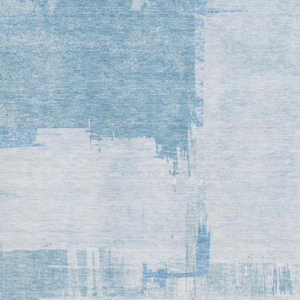 HomeRoots 10' Sky Blue & Ivory Abstract Area Rug - Washable, UV-Protected, Stain-Resistant for Family Spaces 652707