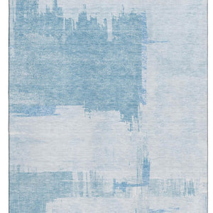 HomeRoots 10' Sky Blue & Ivory Abstract Area Rug - Washable, UV-Protected, Stain-Resistant for Family Spaces 652707