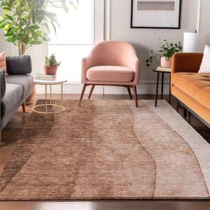 HomeRoots 5' X 8' Brown Ombre Washable Area Rug with UV Protection - Durable, Stain Resistant, Modern Design! 652709