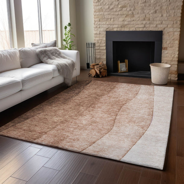 HomeRoots 5' X 8' Brown Ombre Washable Area Rug with UV Protection - Durable, Stain Resistant, Modern Design! 652709