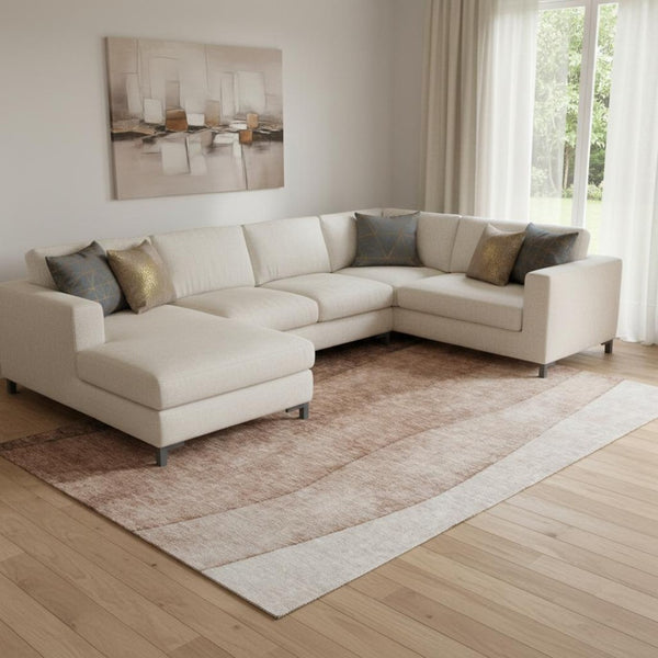 HomeRoots 8' X 10' Brown And Beige Ombre Washable Area Rug – Durable, Stain-Resistant, UV Protected Comfort Piece 652711