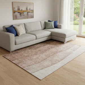 HomeRoots 9' X 12' Ombre Area Rug in Brown & Beige - Washable, Stain Resistant, UV Protected for High-Traffic Areas 652712