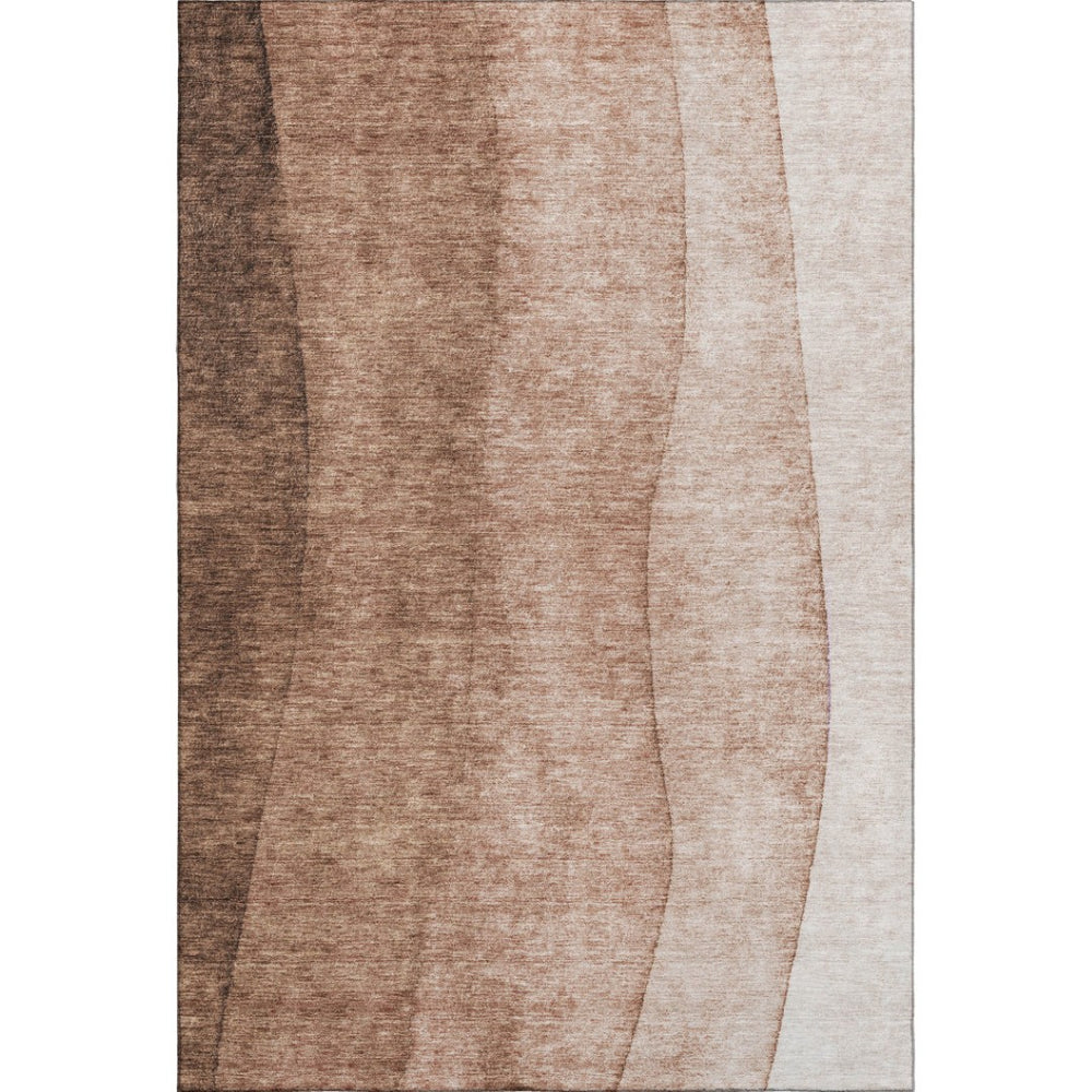 HomeRoots 10' X 14' Brown Ombre Area Rug - Washable, Stain-Resistant, and UV-Protected for Busy Homes! 652713