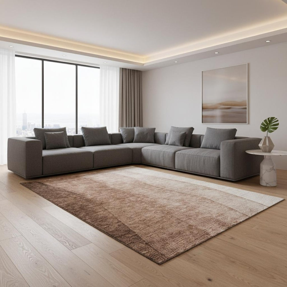 HomeRoots 10' X 14' Brown Ombre Area Rug - Washable, Stain-Resistant, and UV-Protected for Busy Homes! 652713