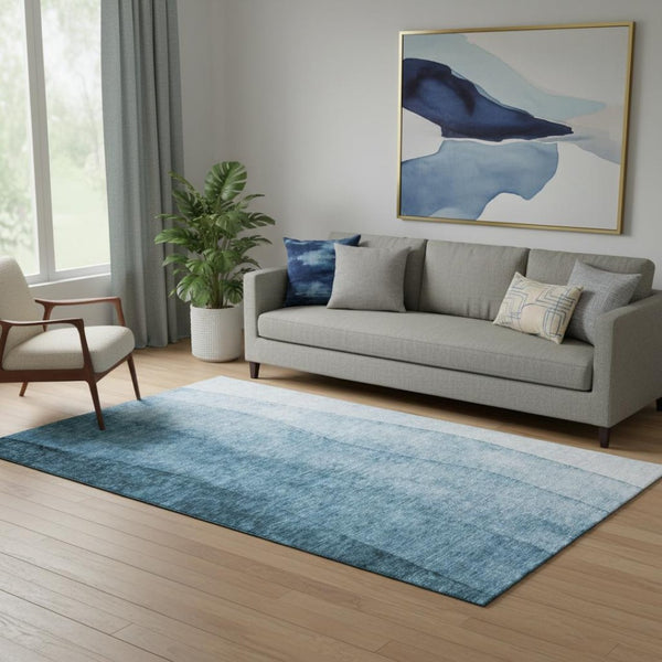 HomeRoots 5' X 8' Blue Ombre Area Rug - Soft, Washable, UV-Protected Design for Modern Living Spaces & Families 652715
