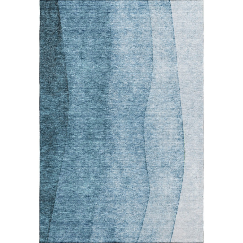HomeRoots 10' Stylish Blue and Ivory Ombre Washable Area Rug with UV Protection - Durable, Stain Resistant, Ideal for Homes 652719