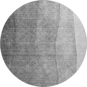HomeRoots 8' Gray and Ivory Ombre Round Rug – Stylish, Washable, UV-Protected for Modern Living Spaces 652722