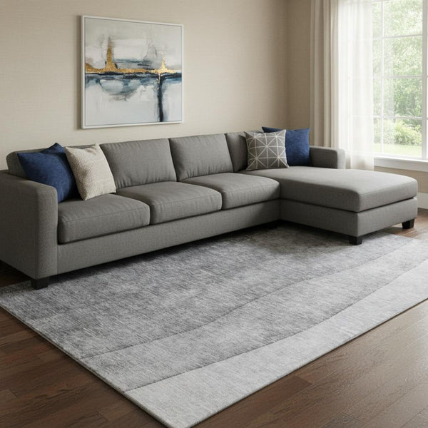 HomeRoots 9' X 12' Gray And Ivory Ombre Area Rug – Durable, Stain Resistant, UV Protected for High-Traffic Homes 652724