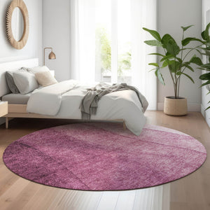 HomeRoots 8' Merlot Ombre Round Rug - Stylish, Washable, UV-Protected for High-Traffic Areas & Family Rooms 652728
