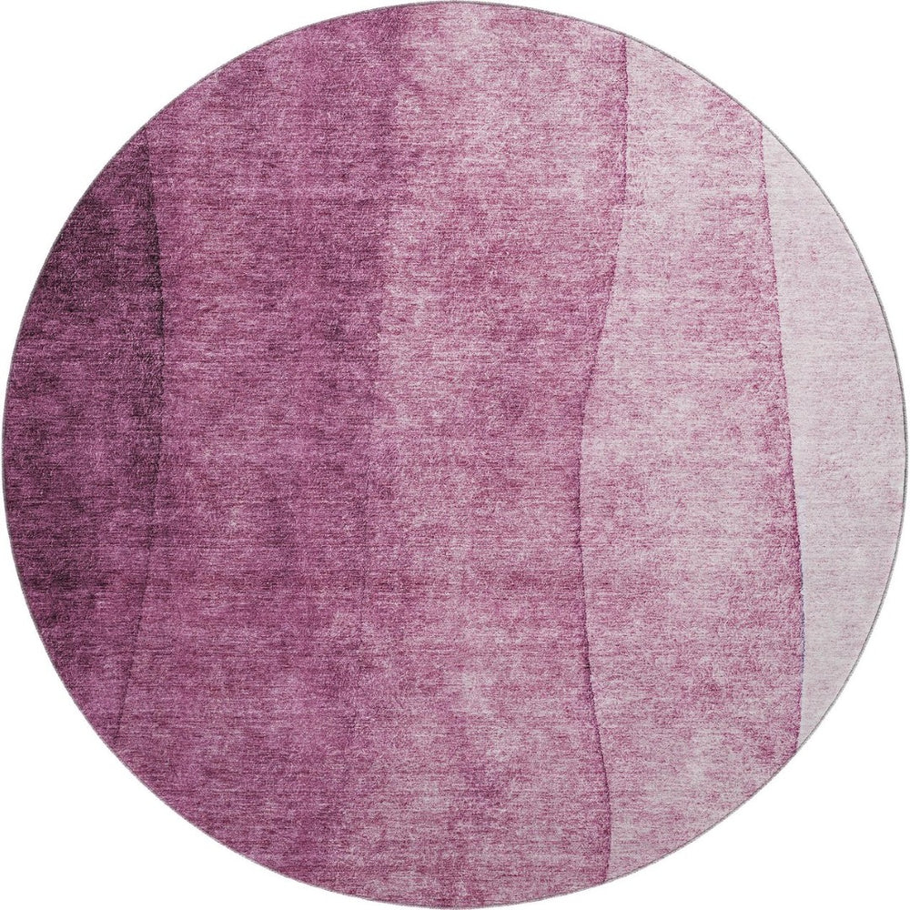 HomeRoots 8' Merlot Ombre Round Rug - Stylish, Washable, UV-Protected for High-Traffic Areas & Family Rooms 652728