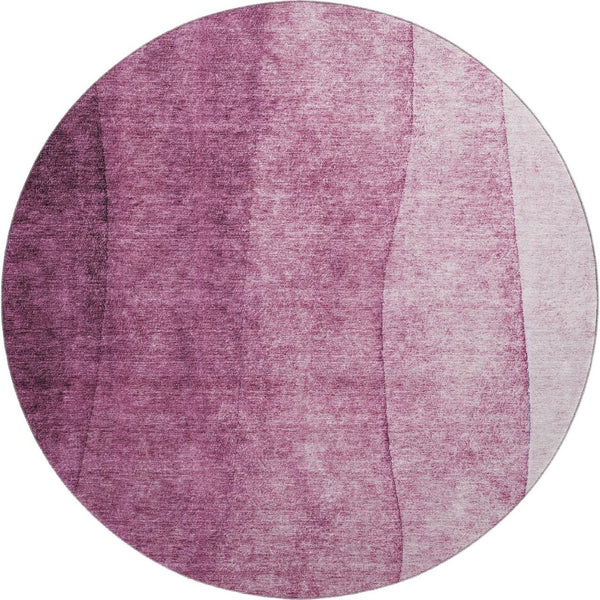 HomeRoots 8' Merlot Ombre Round Rug - Stylish, Washable, UV-Protected for High-Traffic Areas & Family Rooms 652728