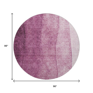HomeRoots 8' Merlot Ombre Round Rug - Stylish, Washable, UV-Protected for High-Traffic Areas & Family Rooms 652728