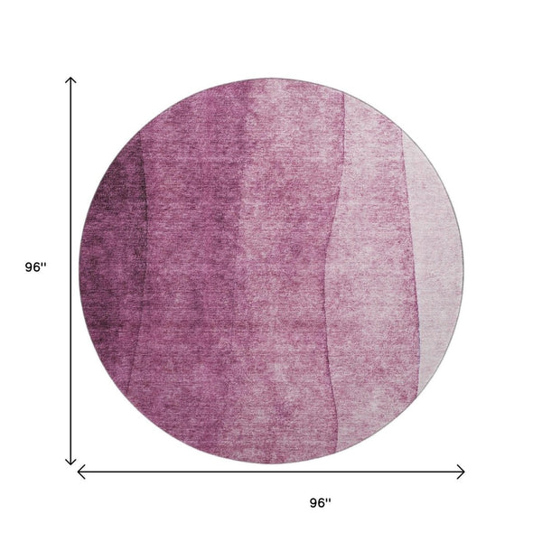 HomeRoots 8' Merlot Ombre Round Rug - Stylish, Washable, UV-Protected for High-Traffic Areas & Family Rooms 652728