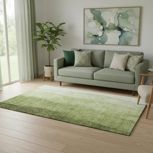HomeRoots 5' Olive Green to Ivory Ombre Washable Area Rug - Durable, UV Protected, Perfect for Busy Homes 652733