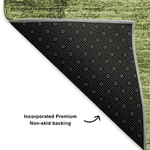 HomeRoots 8' Olive Green to Ivory Ombre Round Rug - Soft, Durable, UV-Protected for High-Traffic Spaces 652734