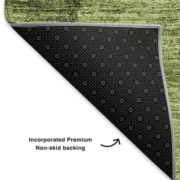 HomeRoots 8' Olive Green to Ivory Ombre Round Rug - Soft, Durable, UV-Protected for High-Traffic Spaces 652734