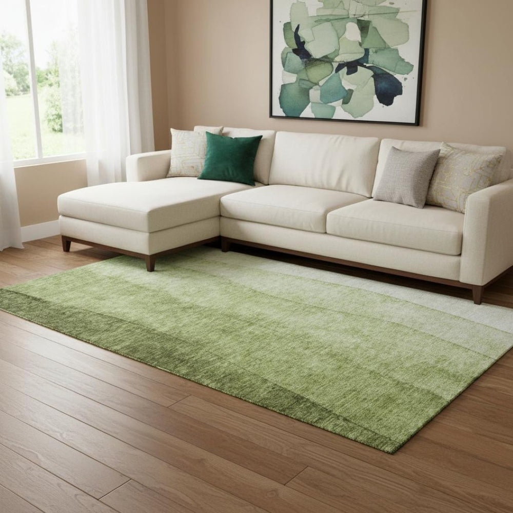 HomeRoots 8' X 10' Olive Green and Ivory Ombre Area Rug - Washable, UV Protected, Durable & Stylish Design 652735