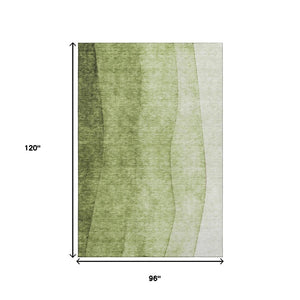 HomeRoots 8' X 10' Olive Green and Ivory Ombre Area Rug - Washable, UV Protected, Durable & Stylish Design 652735