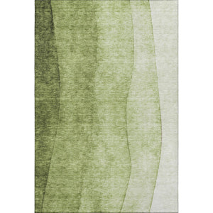 HomeRoots 9' X 12' Olive Green to Ivory Ombre Area Rug - Washable, UV Protected, Stain Resistant for Modern Homes 652736