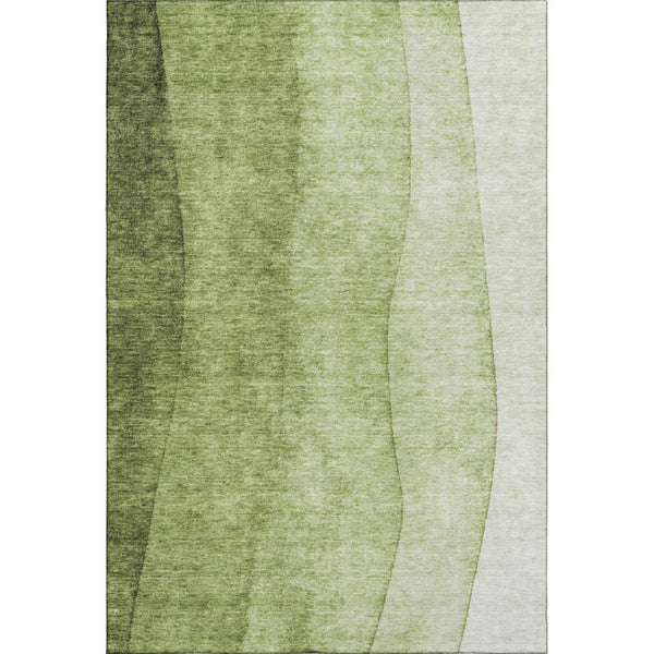 HomeRoots 9' X 12' Olive Green to Ivory Ombre Area Rug - Washable, UV Protected, Stain Resistant for Modern Homes 652736
