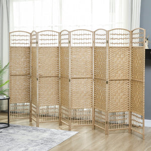English Elm Homcom Eight Panel Woven Bamboo Room Divider Arched Freestanding Privacy Partition W2225P485585