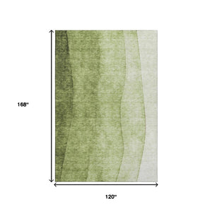 HomeRoots 10' Olive Green to Ivory Ombre Area Rug - Washable, UV-Protected, Durable, Perfect for Busy Homes 652737