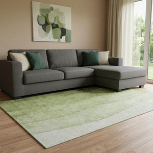 HomeRoots 10' Olive Green to Ivory Ombre Area Rug - Washable, UV-Protected, Durable, Perfect for Busy Homes 652737