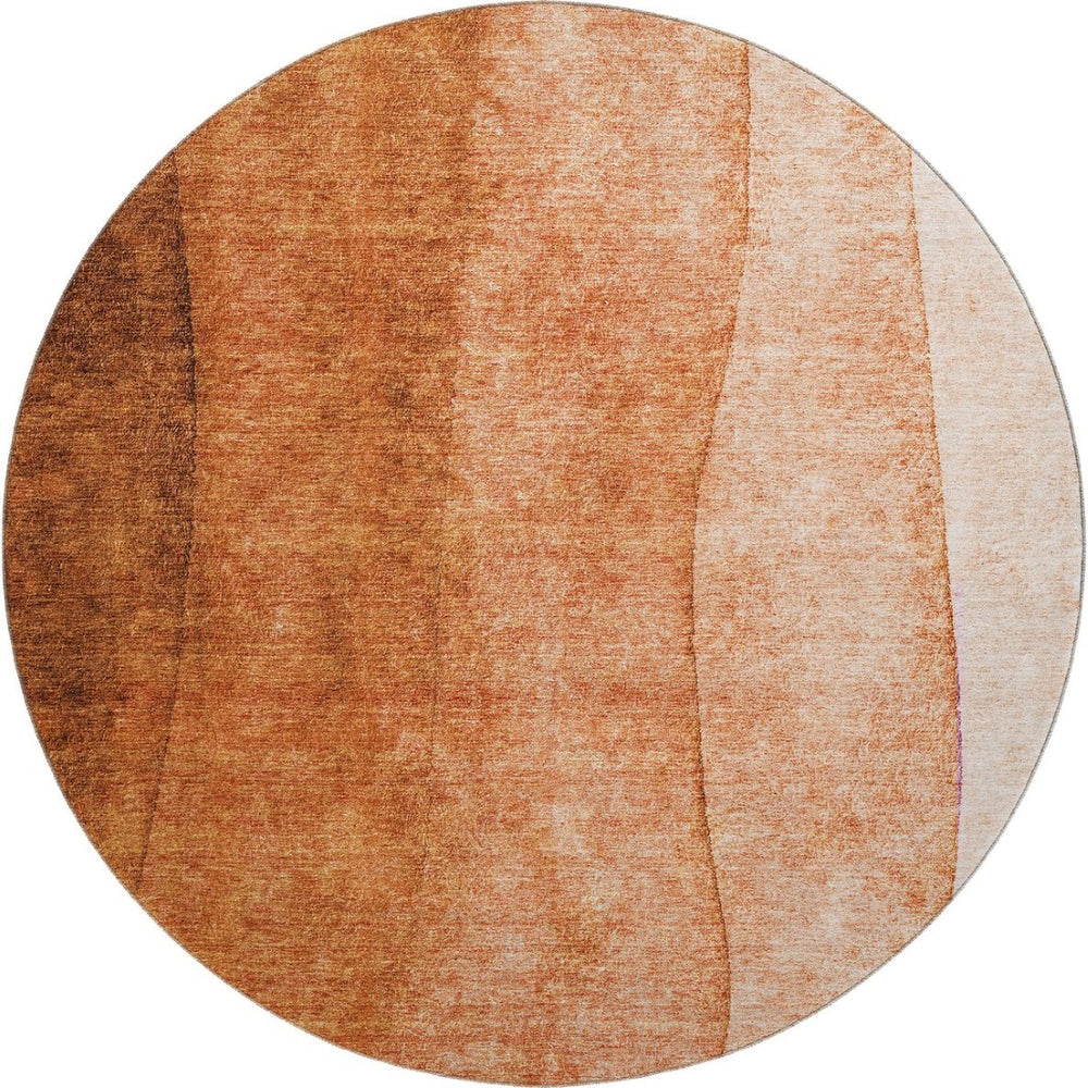 HomeRoots 8' Chili Red Ombre Washable Round Rug – UV Protected, Durable, Stain Resistant, Perfect for Family Spaces 652740