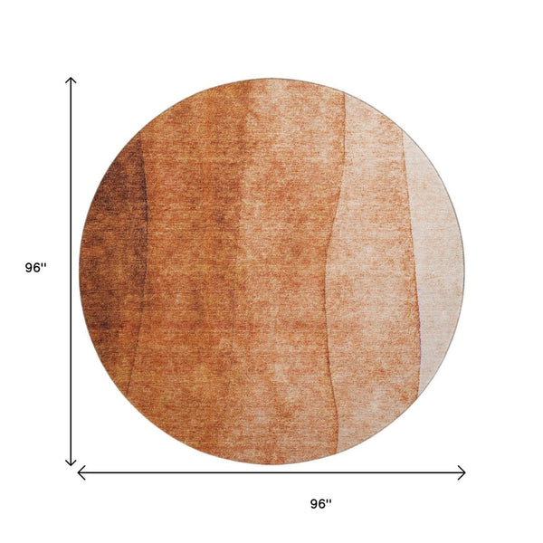 HomeRoots 8' Chili Red Ombre Washable Round Rug – UV Protected, Durable, Stain Resistant, Perfect for Family Spaces 652740