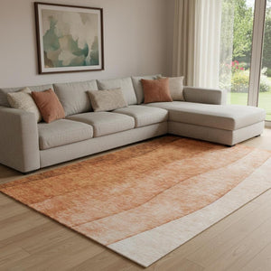 HomeRoots 8' X 10' Chili Red Ombre Area Rug - Washable, UV Protected, Durable Design for Modern Homes 652741