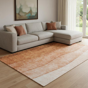 HomeRoots 10' Chili Red to Ivory Ombre Washable Area Rug - UV Protected, Stain-Resistant, Family-Friendly Design 652743