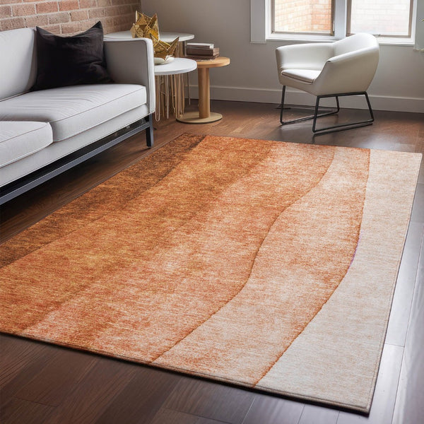 HomeRoots 10' Chili Red to Ivory Ombre Washable Area Rug - UV Protected, Stain-Resistant, Family-Friendly Design 652743