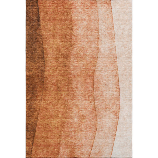 HomeRoots 10' Chili Red to Ivory Ombre Washable Area Rug - UV Protected, Stain-Resistant, Family-Friendly Design 652743