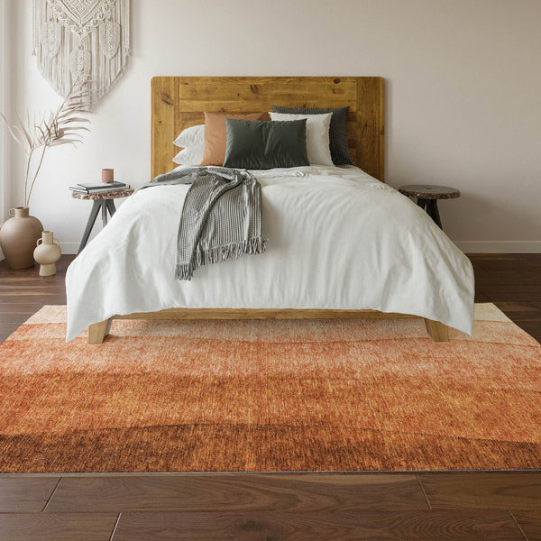 HomeRoots 10' Chili Red to Ivory Ombre Washable Area Rug - UV Protected, Stain-Resistant, Family-Friendly Design 652743