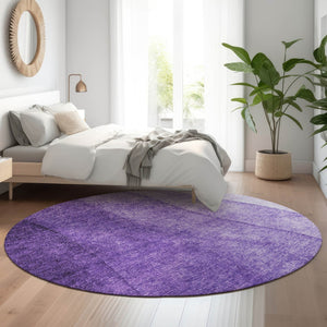 HomeRoots 8' Purple Ombre Round Rug – Stylish, Washable, UV-Protected, Perfect for Living Rooms & Play Areas 652746
