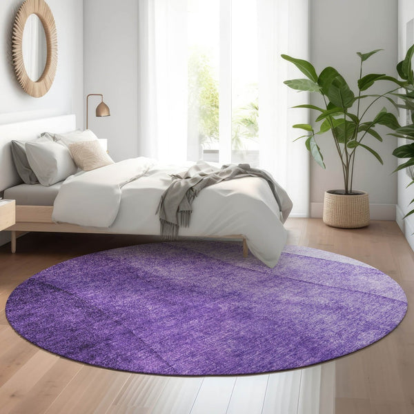 HomeRoots 8' Purple Ombre Round Rug – Stylish, Washable, UV-Protected, Perfect for Living Rooms & Play Areas 652746
