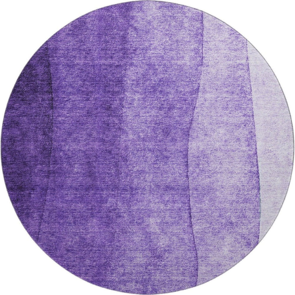 HomeRoots 8' Purple Ombre Round Rug – Stylish, Washable, UV-Protected, Perfect for Living Rooms & Play Areas 652746