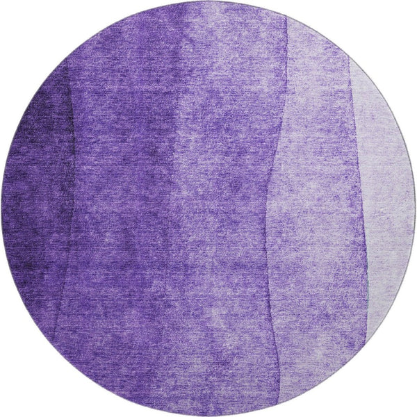 HomeRoots 8' Purple Ombre Round Rug – Stylish, Washable, UV-Protected, Perfect for Living Rooms & Play Areas 652746