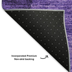 HomeRoots 8' Purple Ombre Round Rug – Stylish, Washable, UV-Protected, Perfect for Living Rooms & Play Areas 652746