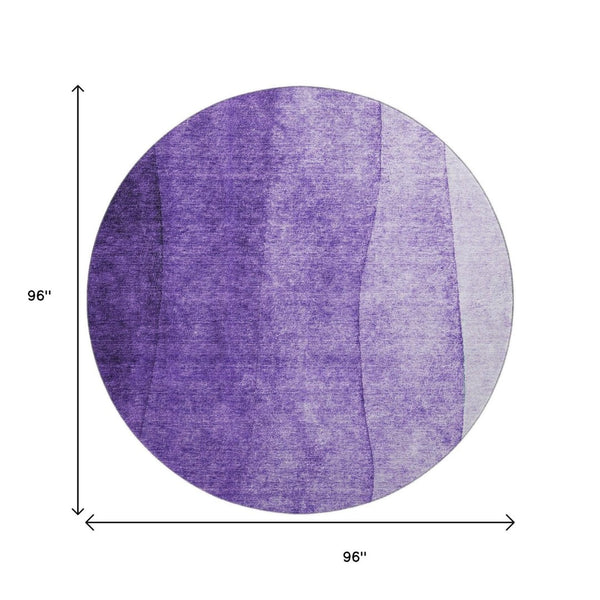 HomeRoots 8' Purple Ombre Round Rug – Stylish, Washable, UV-Protected, Perfect for Living Rooms & Play Areas 652746