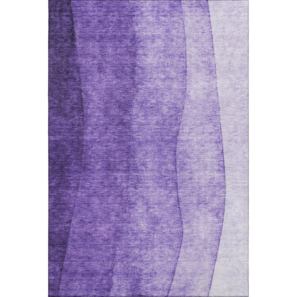 HomeRoots 8' X 10' Stylish Purple Ivory Ombre Washable Area Rug with UV Protection for Modern Homes 652747
