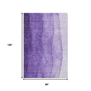 HomeRoots 8' X 10' Stylish Purple Ivory Ombre Washable Area Rug with UV Protection for Modern Homes 652747