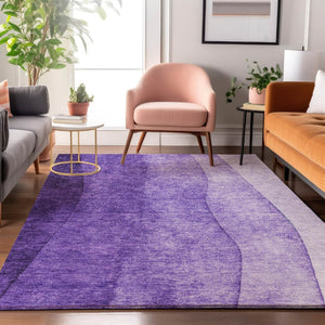 HomeRoots 9' X 12' Ombre Purple and Ivory Area Rug - Washable, UV Protected, Stylish for Busy Homes & Families 652748