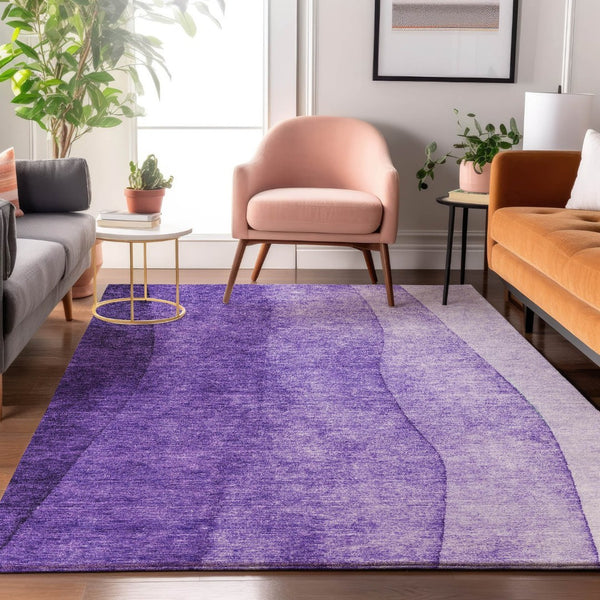 HomeRoots 9' X 12' Ombre Purple and Ivory Area Rug - Washable, UV Protected, Stylish for Busy Homes & Families 652748